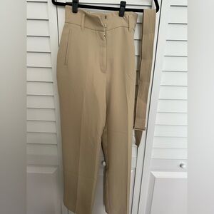 Aritzia Wilfred Beige belted high waisted pants